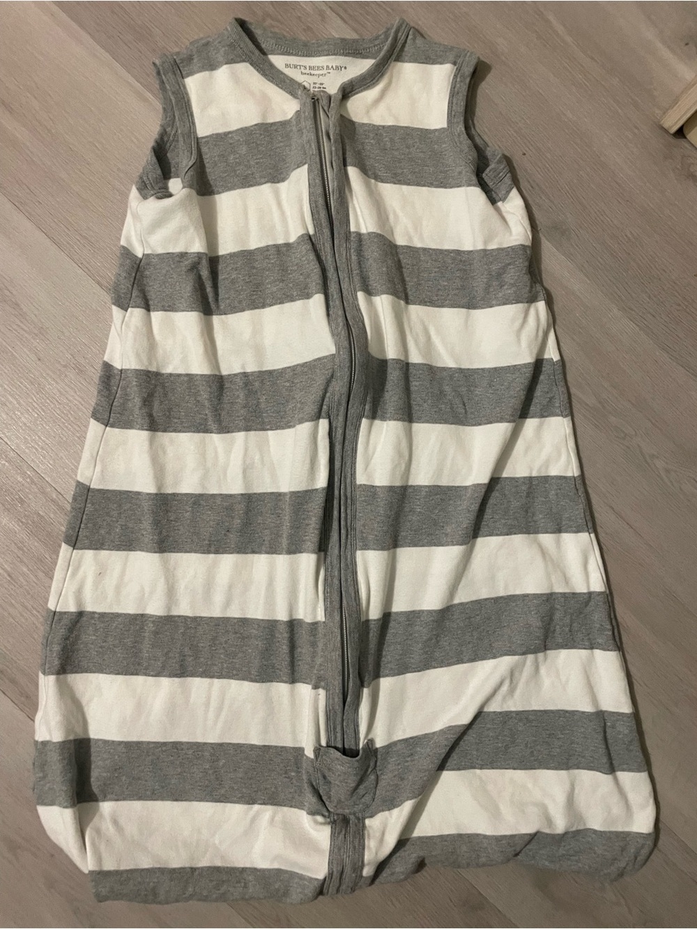 Burt’s Bees Grey & White Striped Wearable Blanket